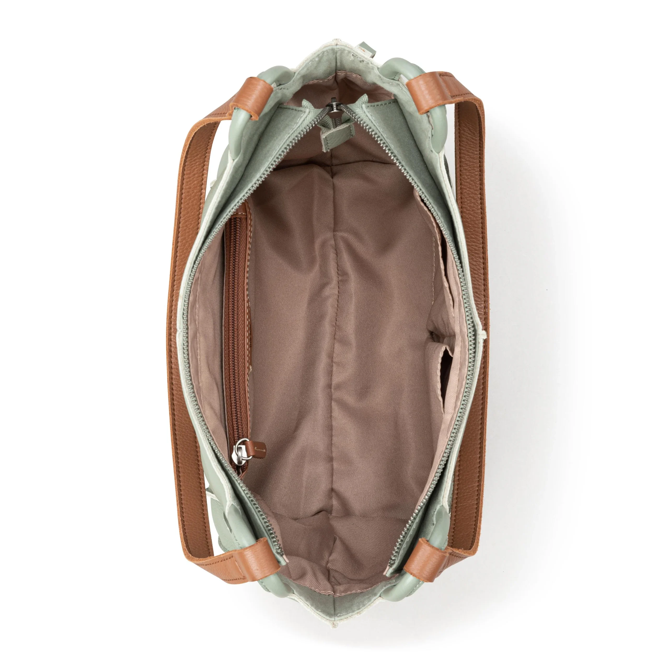 Elegant Sage Green Leather Tote Bag for Women Everyday Style - Image 2